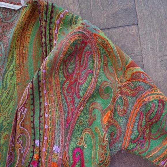 Soft Surroundings Embroidered Open Front Cardigan Multicolor Womens Size Small - Picture 4 of 9